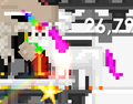 The appearance of a unicorn pet while punching