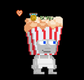 A player wearing the Popped Corn Head