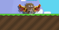 An animated image of a player equipping a Steampunk Wings.
