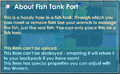 The description of a fish tank port in the game.