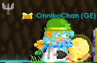 A pitchfork flag located in the upper-left part of a player's country flag or guild flag