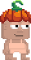 A player wearing the Carved Pumpkin Hat.