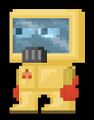 A player wearing the full Hazmat set