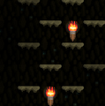 2 Torches lighting up Dark Cave Background.