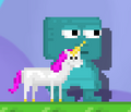 A player with a Unicorn Garland equipped