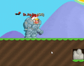 A player punching with the Legendbot-009