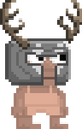 A player wearing the Knight's Helm - Antlers