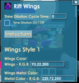 Rift Wing's available wing options