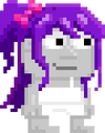 A player wearing the Purple Idol Hair.
